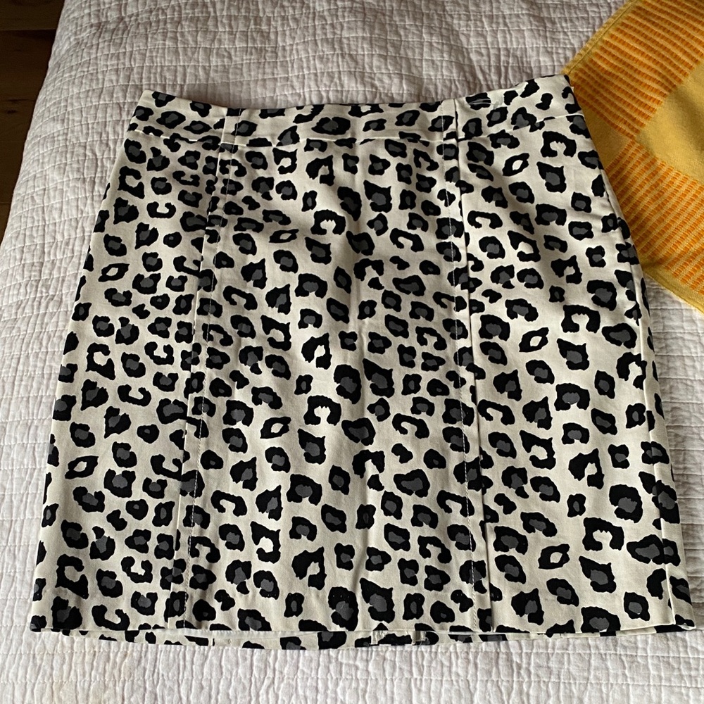 Merona Black & Cream Leopard A-Line Mini Skirt